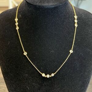 Bezel Crystal and Gold Choker Necklace